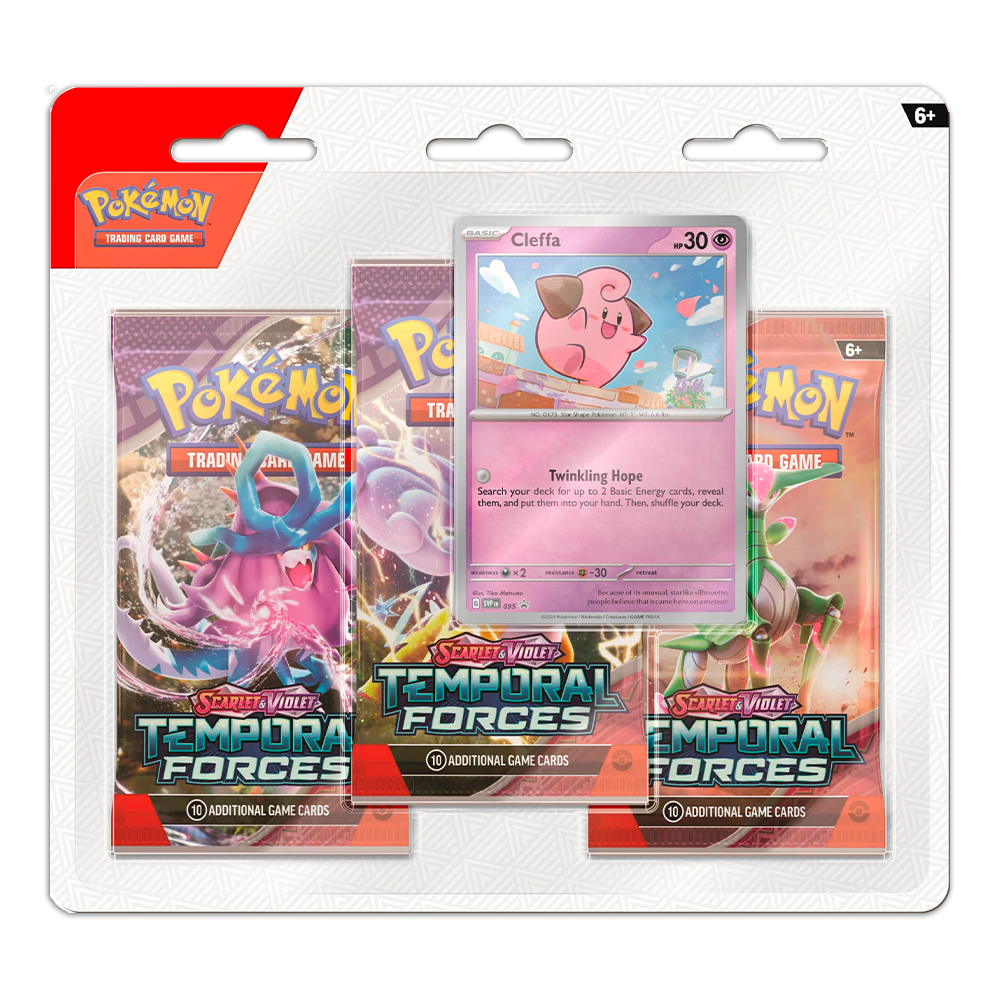 Pokémon TCG: Scarlet & Violet – Temporal Forces 3-Pack Booster Display – Cleffa