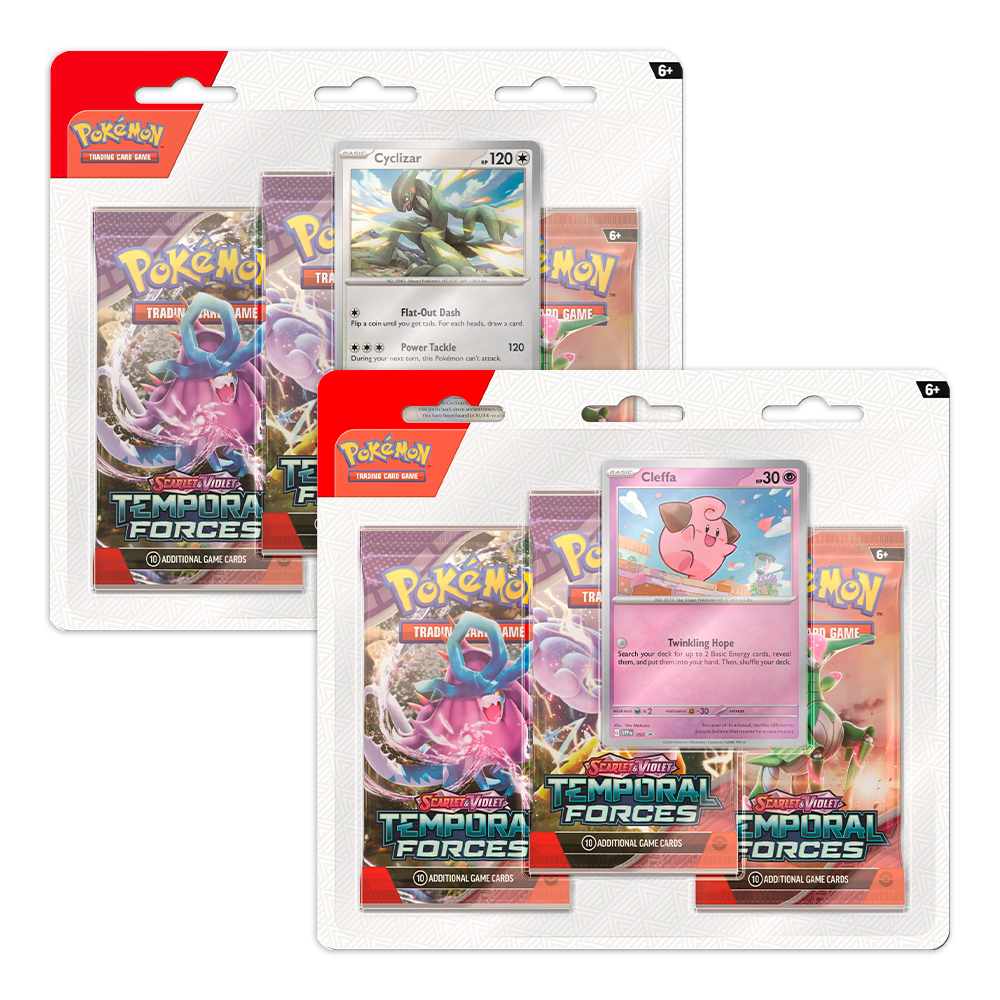 Pokémon TCG: Scarlet & Violet – Temporal Forces 3-Pack Booster Display Bundle – Cylcizar & Cleffa