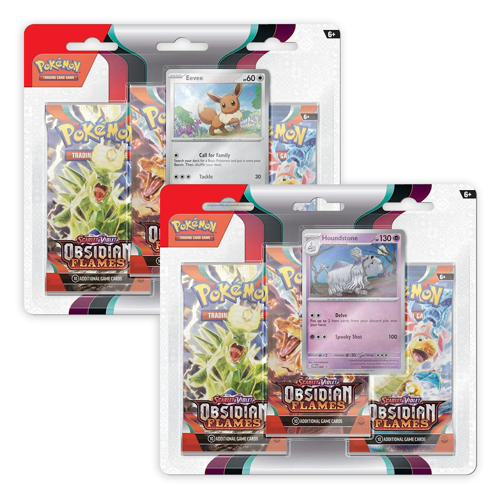 Pokémon TCG: Scarlet & Violet – Obsidian Flames 3-Pack Booster Display Bundle – Eevee & Houndstone