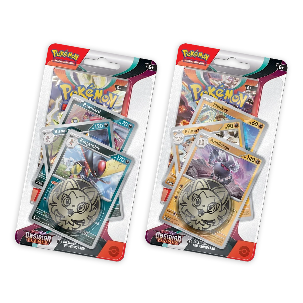 Pokémon TCG: Scarlet & Violet – Obsidian Flames Premium Checklane Blister Display Bundle – Annihilape & Kingambit