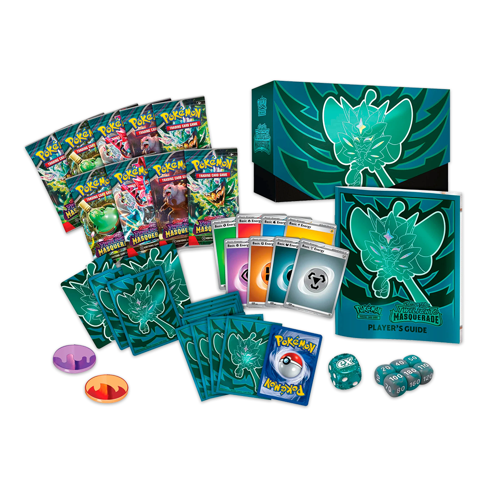Pokémon TCG: Scarlet & Violet – Twilight Masquerade Elite Trainer Box Components