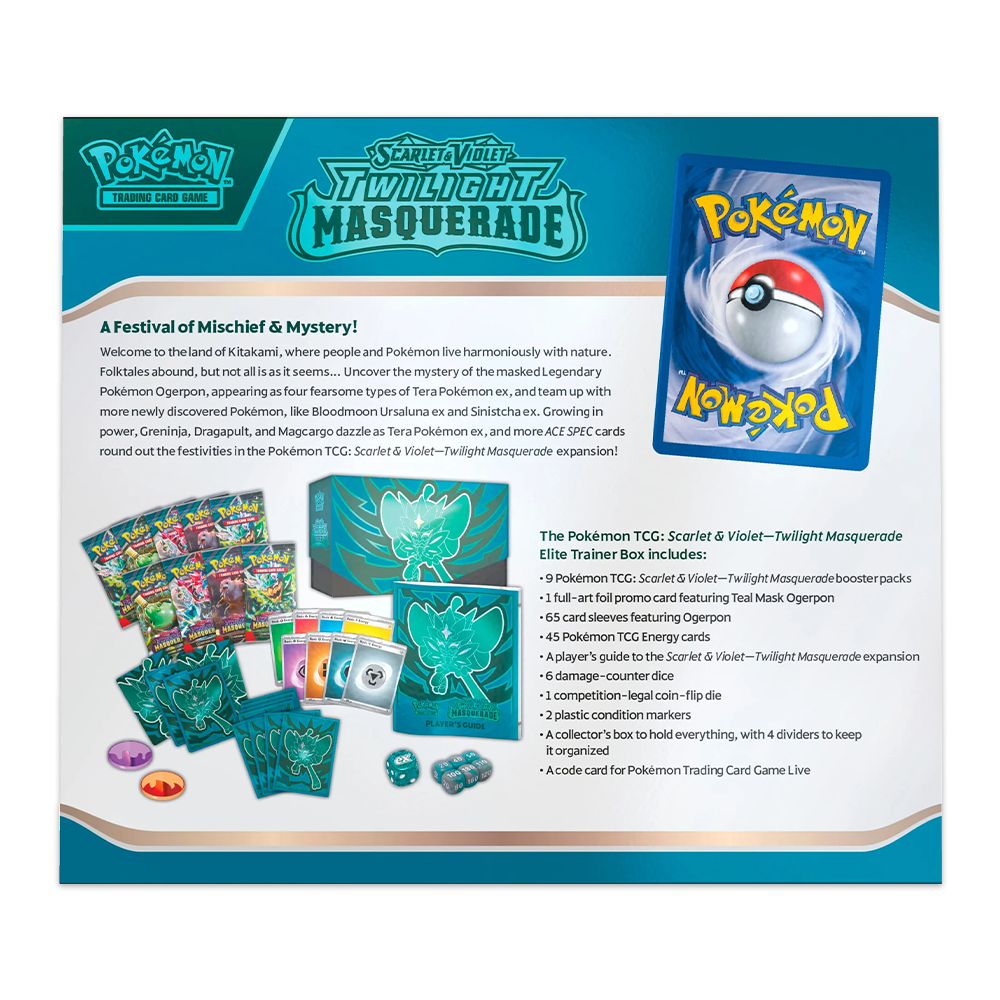 Pokémon TCG: Scarlet & Violet – Twilight Masquerade Elite Trainer Box Back
