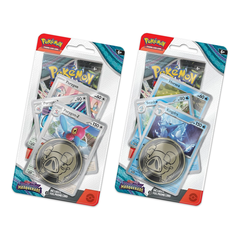 Pokémon TCG: Scarlet & Violet – Twilight Masquerade Premium Checklane Blister Display Bundle – Kingdra & Porygon-Z