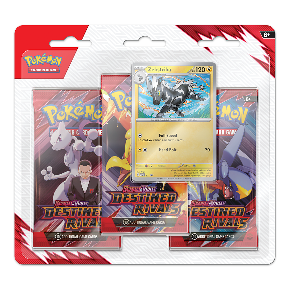Pokémon TCG: Scarlet & Violet – Destined Rivals 3-Pack Blister – Zebstrika