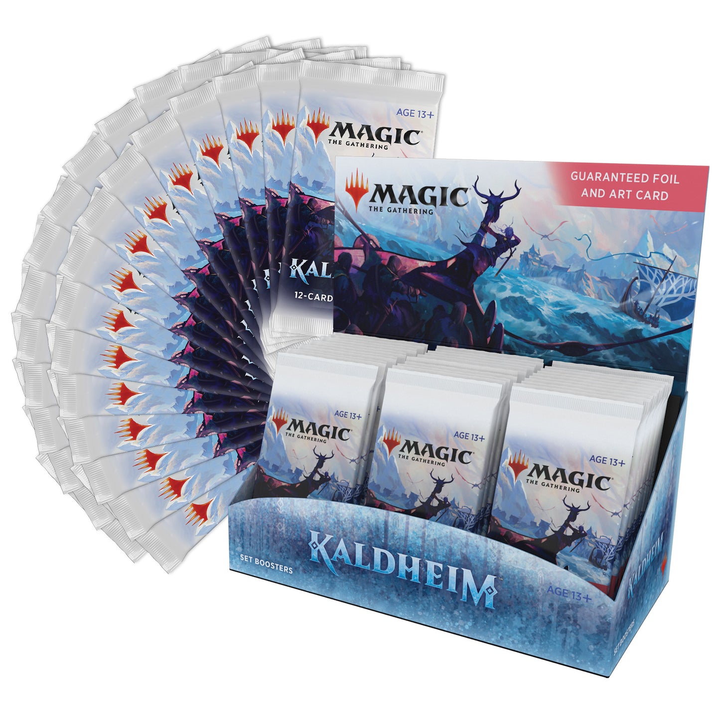 Magic The Gathering Kaldheim Set booster box with packs fan