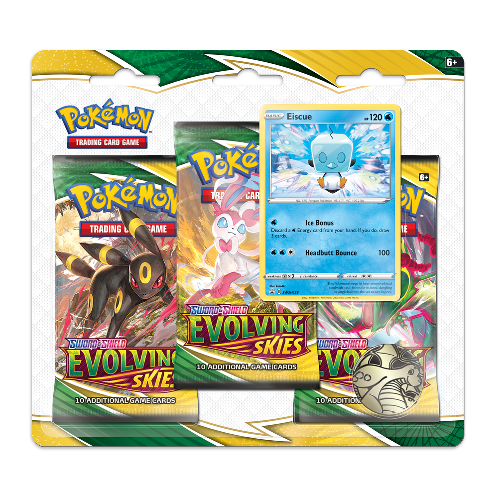 Pokémon TCG: Sword and Shield 7– Evolving Skies 3-Pack Booster Display - Eiscue