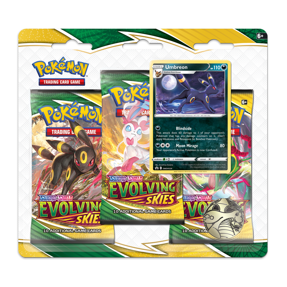 Pokémon TCG: Sword and Shield 7– Evolving Skies 3-Pack Booster Display - Umbreon