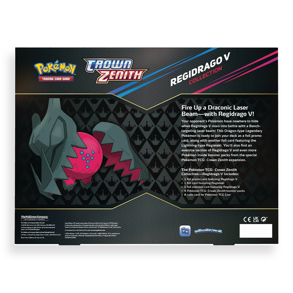 Pokémon TCG: Crown Zenith Collection Regidrago V Collection Box Back