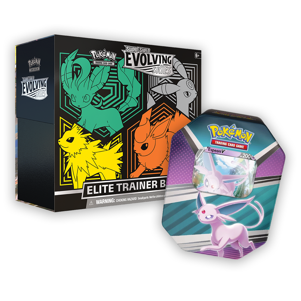 Pokémon TCG: Sword & Shield – Evolving Skies Elite Trainer Box & V Heroes Tin Bundle - Green / Espeon