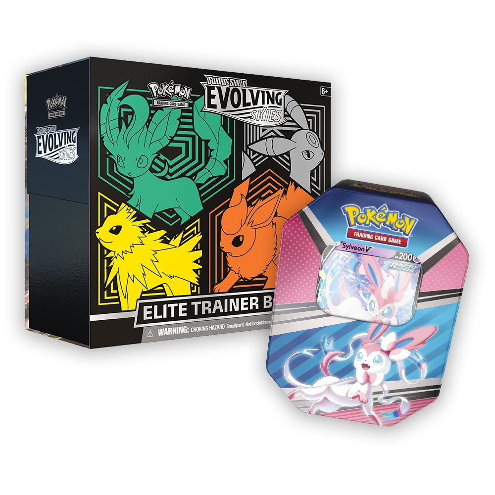 Pokémon TCG: Sword & Shield – Evolving Skies Elite Trainer Box & V Heroes Tin Bundle - Green / Sylveon