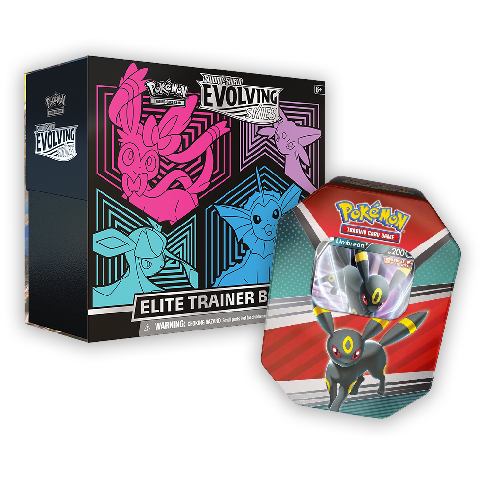 Pokémon TCG: Sword & Shield – Evolving Skies Elite Trainer Box & V Heroes Tin Bundle - Pink / Umbreon
