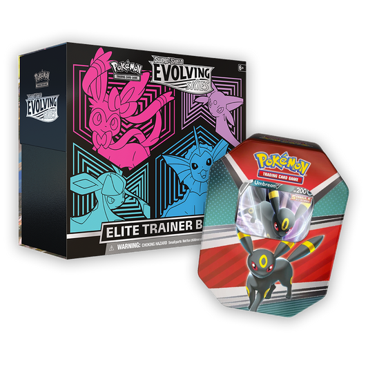 Pokémon TCG: Sword & Shield – Evolving Skies Elite Trainer Box & V Heroes Tin Bundle - Pink / Umbreon