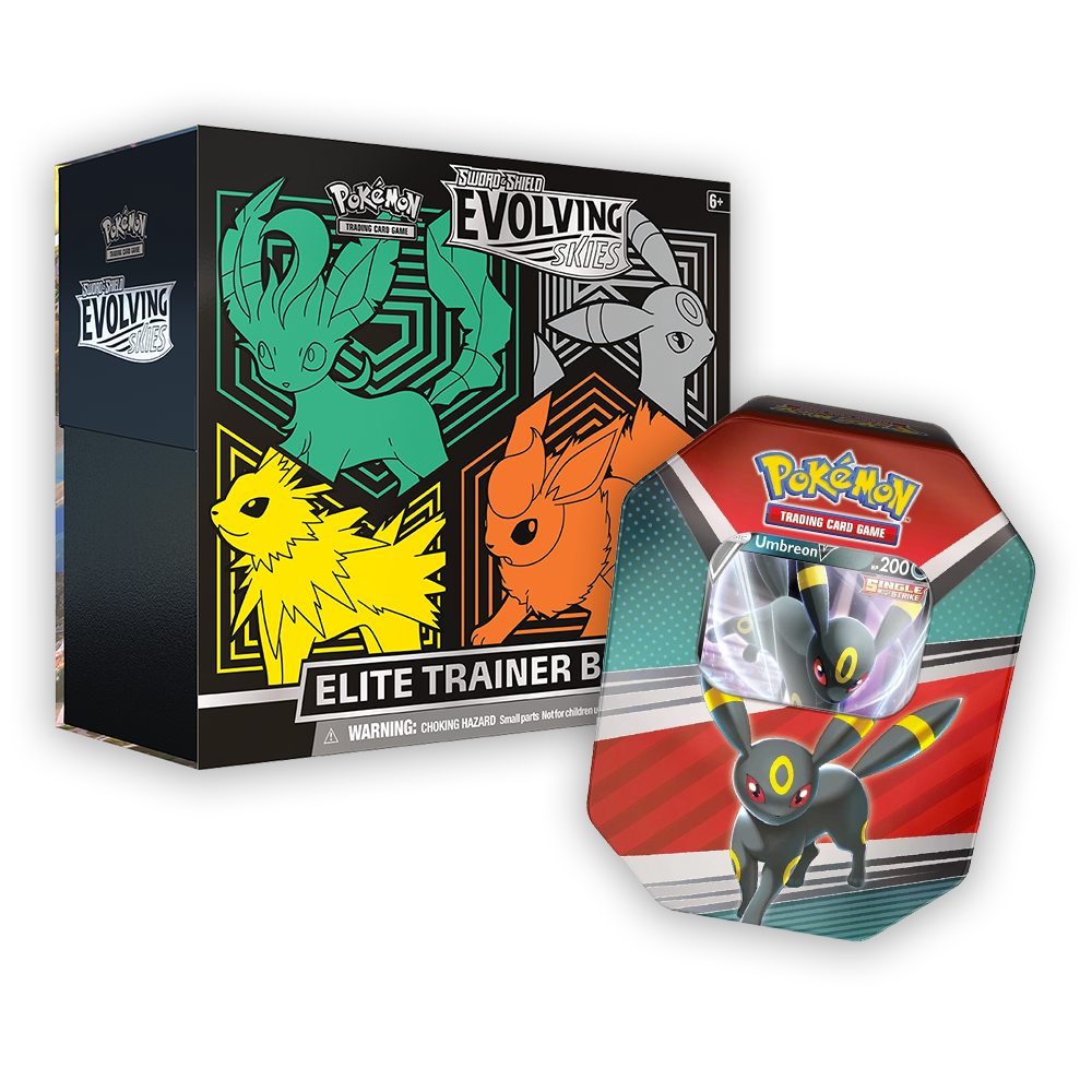 Pokémon TCG: Sword & Shield – Evolving Skies Elite Trainer Box & V Heroes Tin Bundle - Green / Umbreon