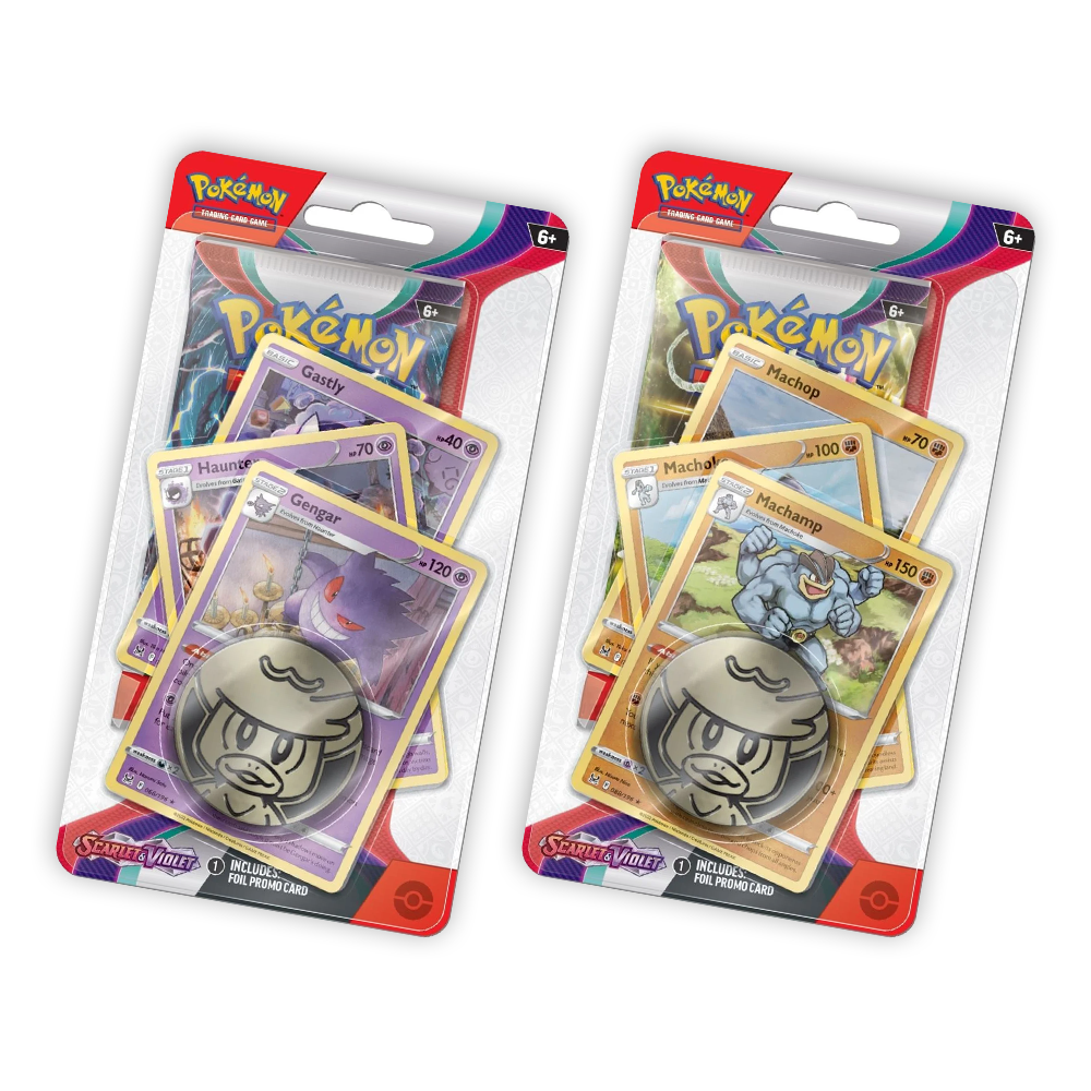 Pokémon TCG: Scarlet & Violet Premium Checklane Blister Display Bundle- Gengar & Machamp