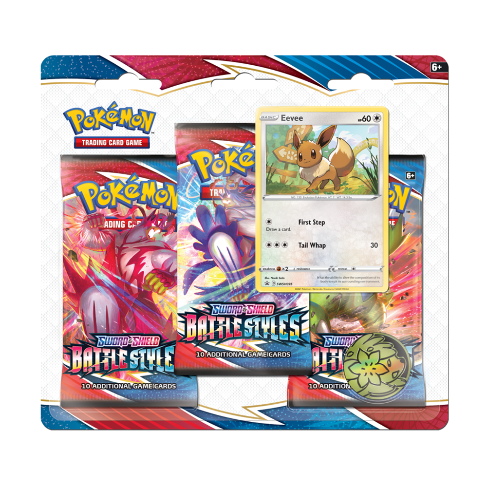 Pokemon TCG: Sword & Shield – Battle Styles 3-Pack Booster Display - Eevee