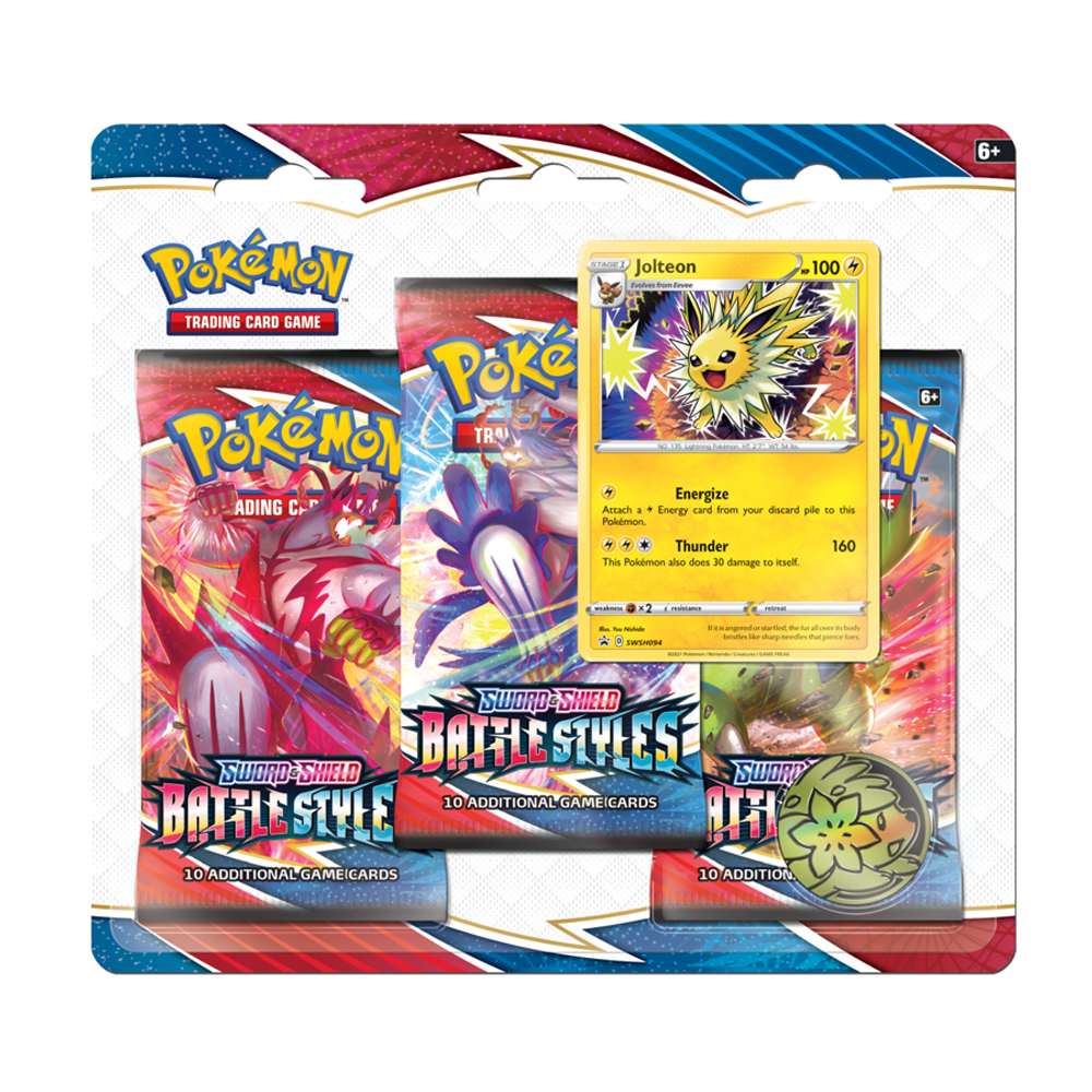 Pokemon TCG: Sword & Shield: Battle Styles 3-Pack Booster Display Jolteon