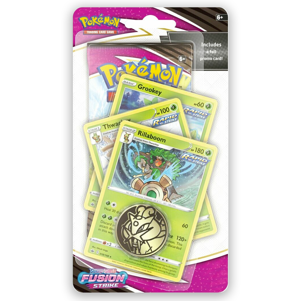 Pokémon TCG: Sword & Shield – Fusion Strike Premium Checklane Blister Display Rillaboom