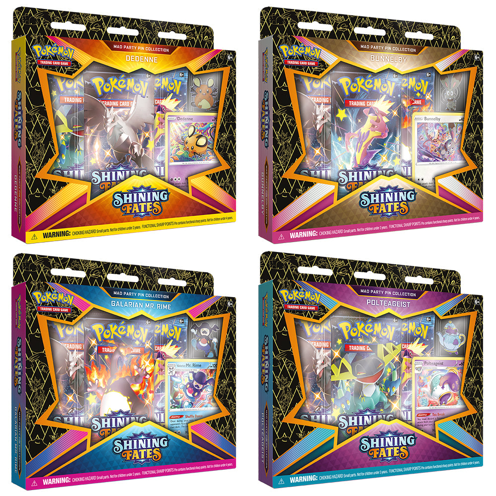 Pokemon Shining Fates Mad Party Pin Collection Bundle