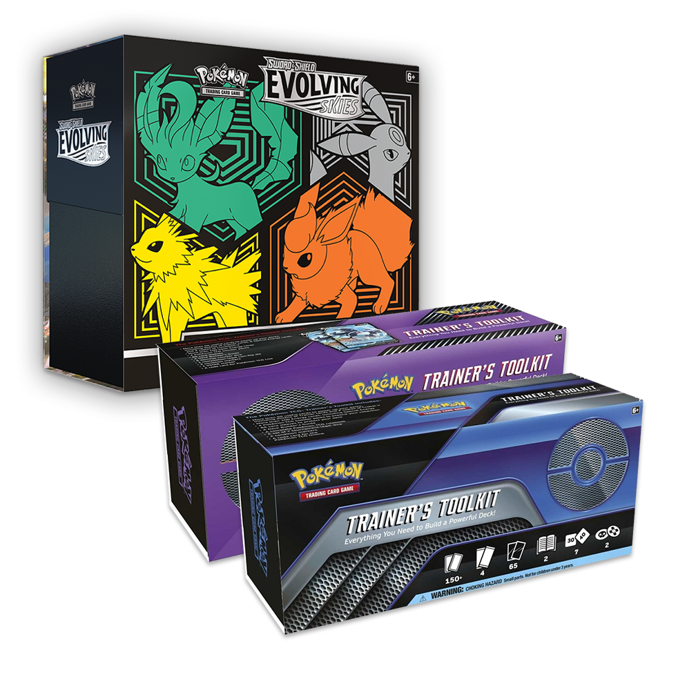 Pokémon TCG: Evolving Skies Elite Trainer Box & Double Trainer Tool Kit Bundle Green