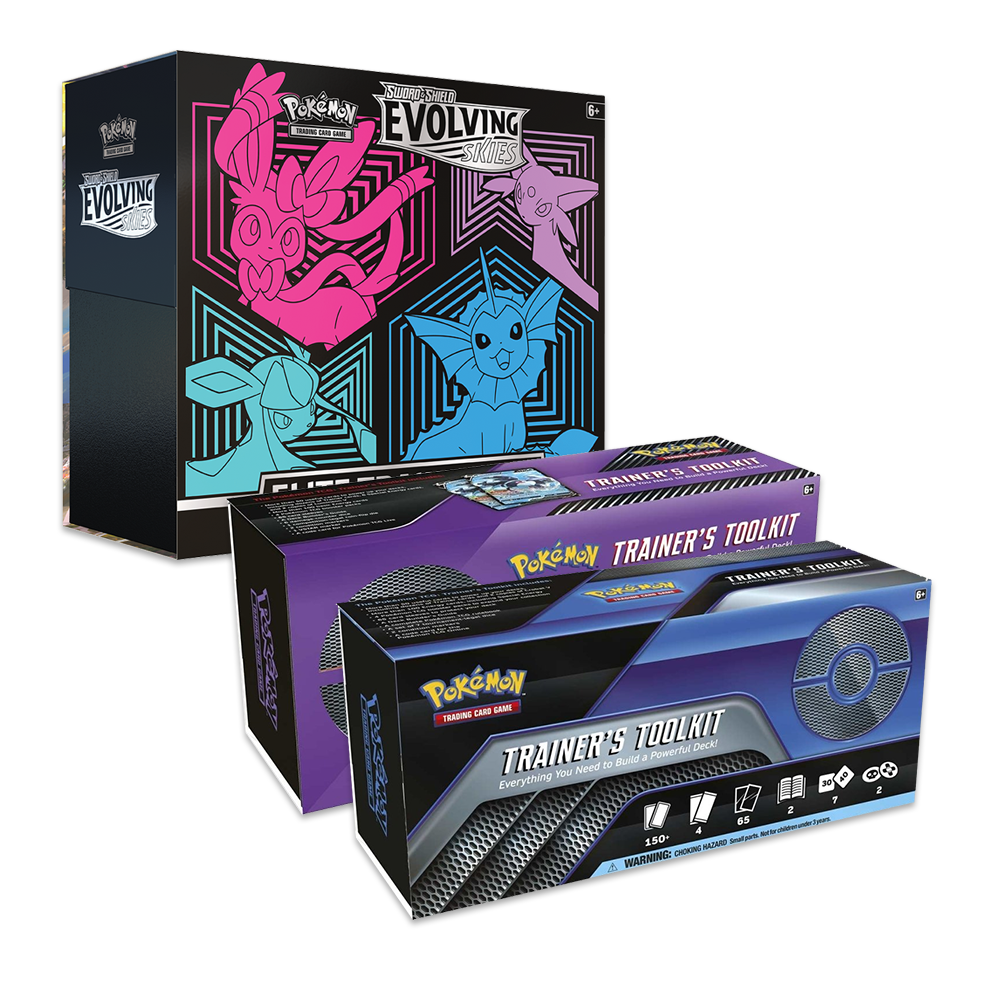 Pokémon TCG: Evolving Skies Elite Trainer Box & Double Trainer Tool Kit Bundle Pink