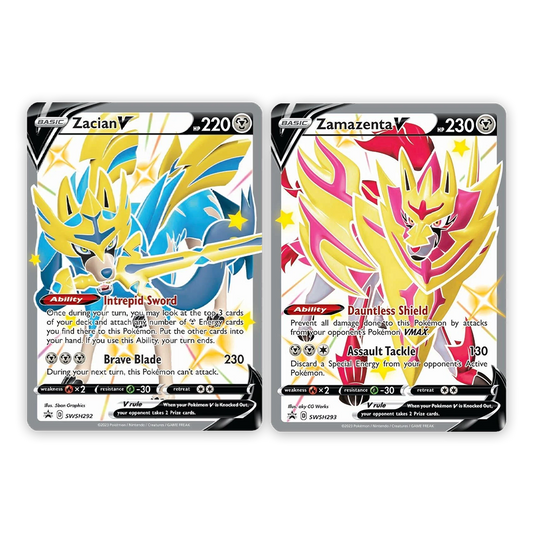 Pokémon TCG: Crown Zenith Premium Figure Collection Bundle—Shiny Zacian V & Shiny Zamazenta V Promos