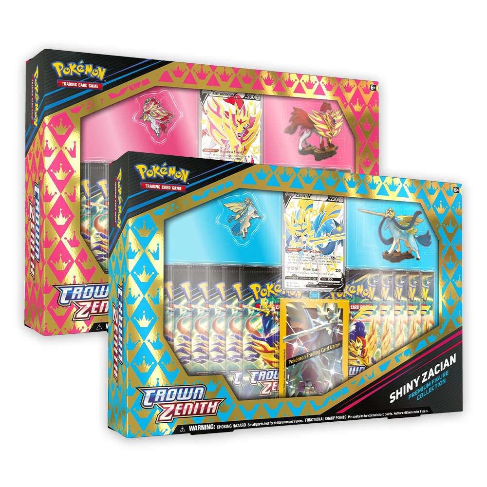 Pokémon TCG: Crown Zenith Premium Figure Collection Bundle—Shiny Zacian V & Shiny Zamazenta V