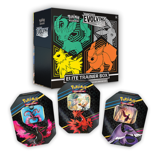 Pokémon TCG: Evolving Skies Elite Trainer Box & Crown Zenith Tin Triple Set Bundle