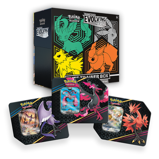 Pokémon TCG: Evolving Skies Elite Trainer Box & Crown Zenith Special Art 7" Tin Triple Set Bundle Green