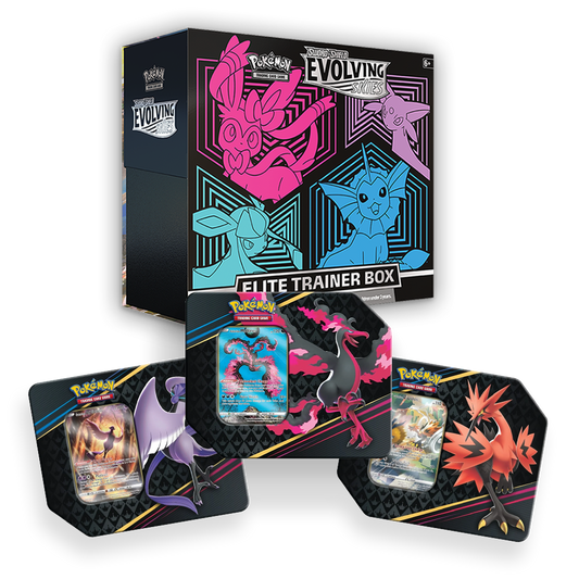 Pokémon TCG: Evolving Skies Elite Trainer Box & Crown Zenith Special  Art 7" Tin Triple Set Bundle Pink 