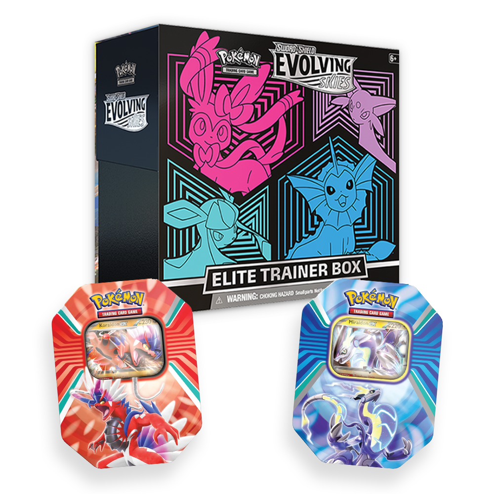 Pokémon TCG: Evolving Skies Elite Trainer Box & Paldea Legends Tin Double Set Bundle