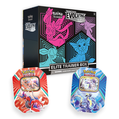 Pokémon TCG: Evolving Skies Elite Trainer Box & Paldea Legends Tin Double Set Bundle