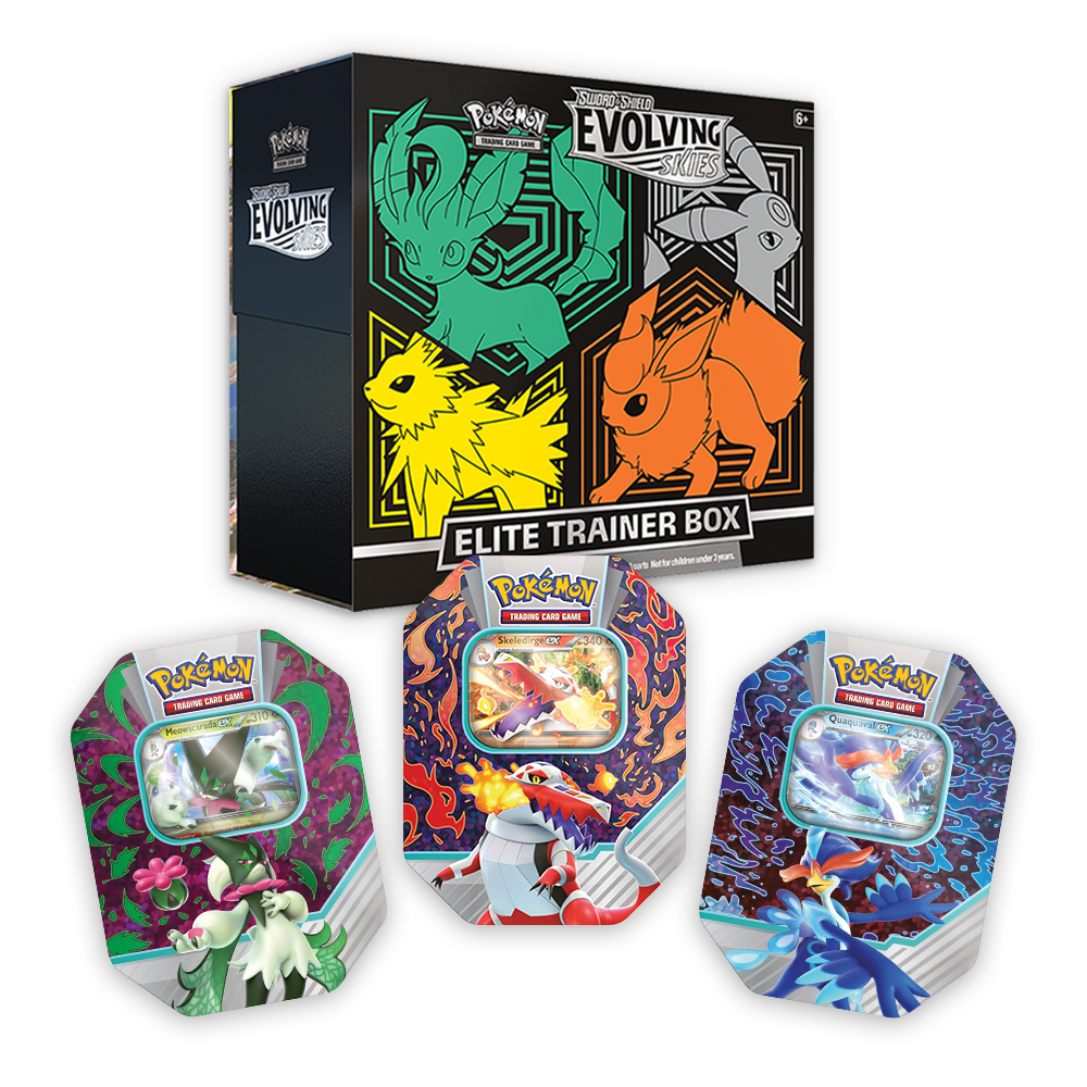 Pokémon TCG: Evolving Skies Elite Trainer Box & Paldea Partners Tin Triple Set Bundle Green