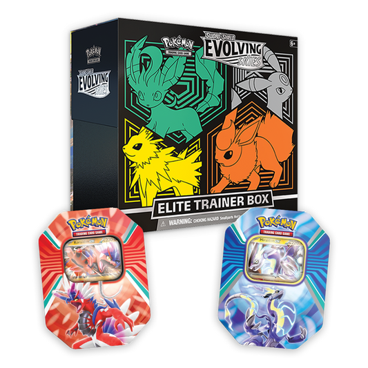 Pokémon TCG: Evolving Skies Elite Trainer Box & Paldea Legends Tin Double Set Bundle