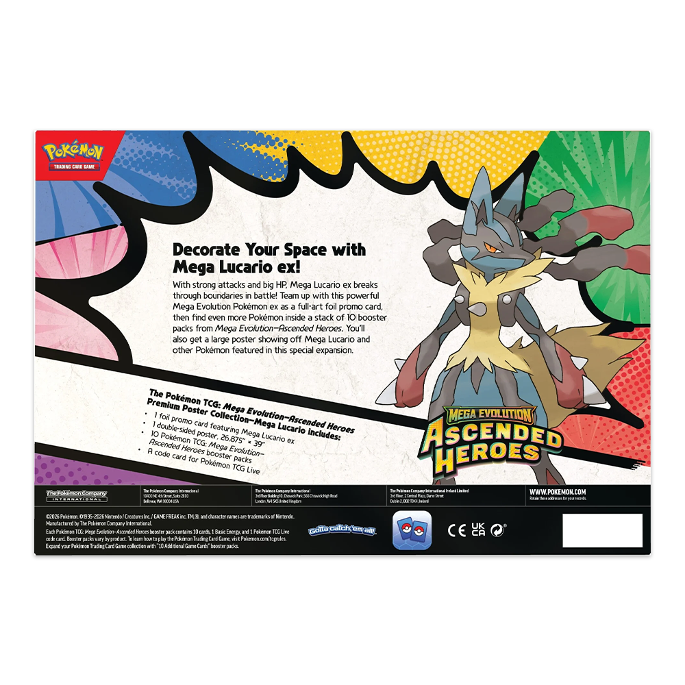 Pokémon TCG: Mega Evolution—Ascended Heroes Premium Poster Collection – Mega Lucario Back