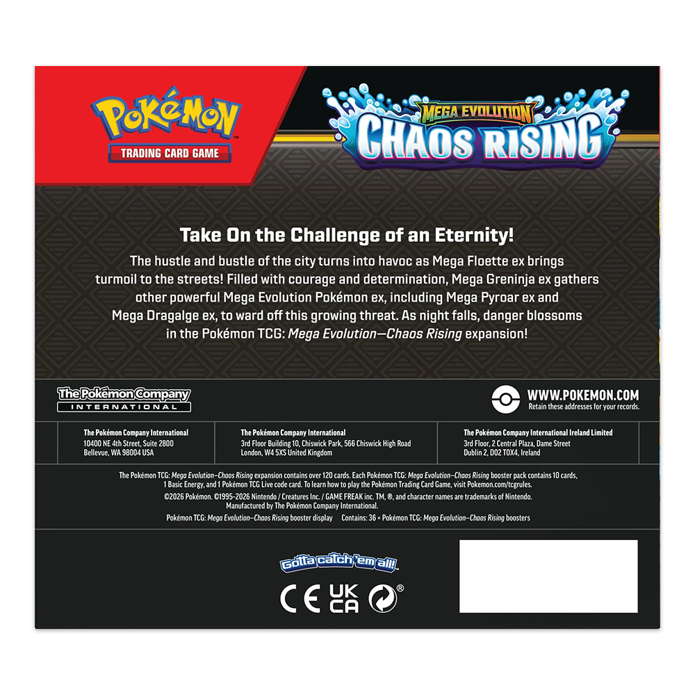 Pokémon TCG: Mega Evolution—Chaos Rising Booster Box Back