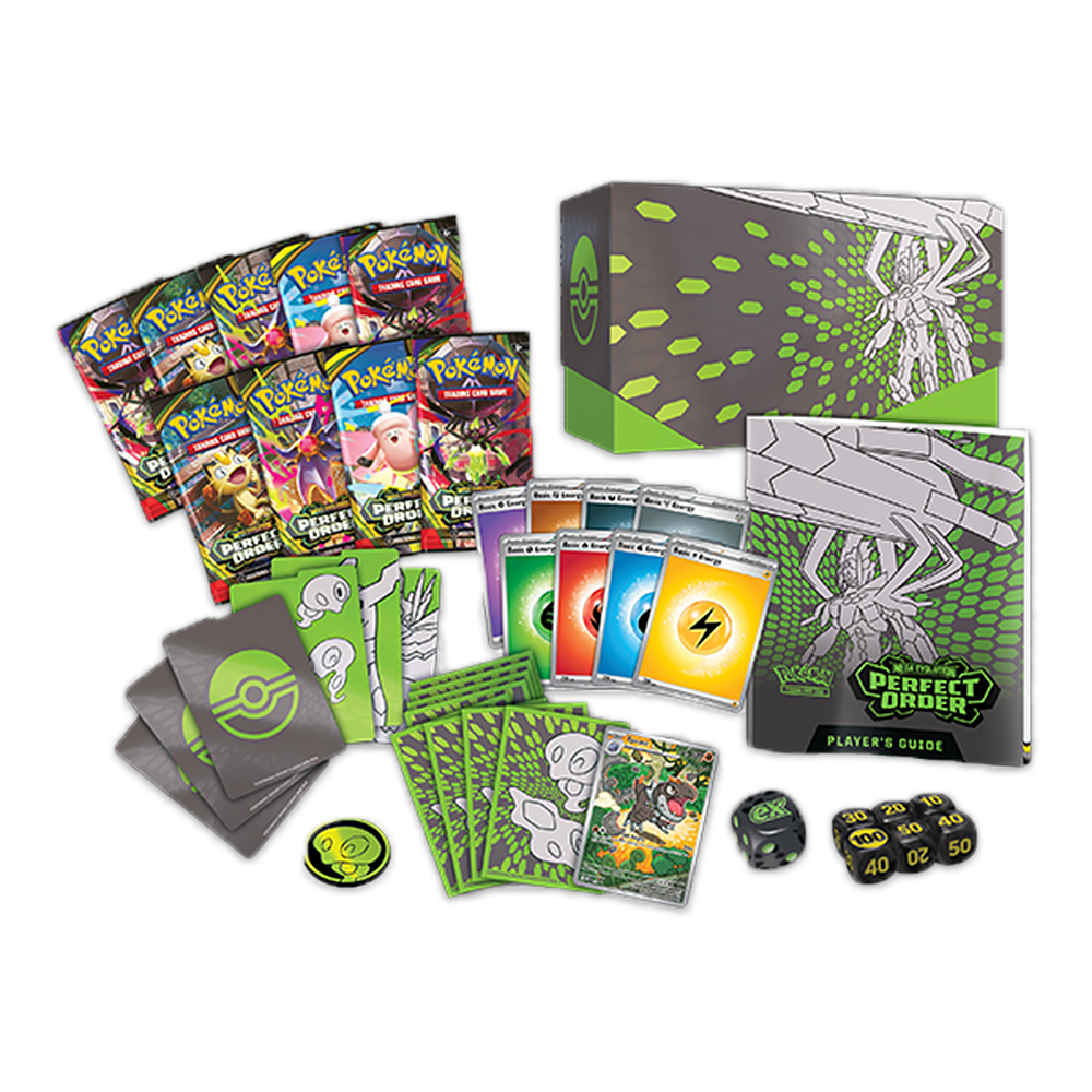 Pokémon TCG: Mega Evolution – Perfect Order Elite Trainer Box Components
