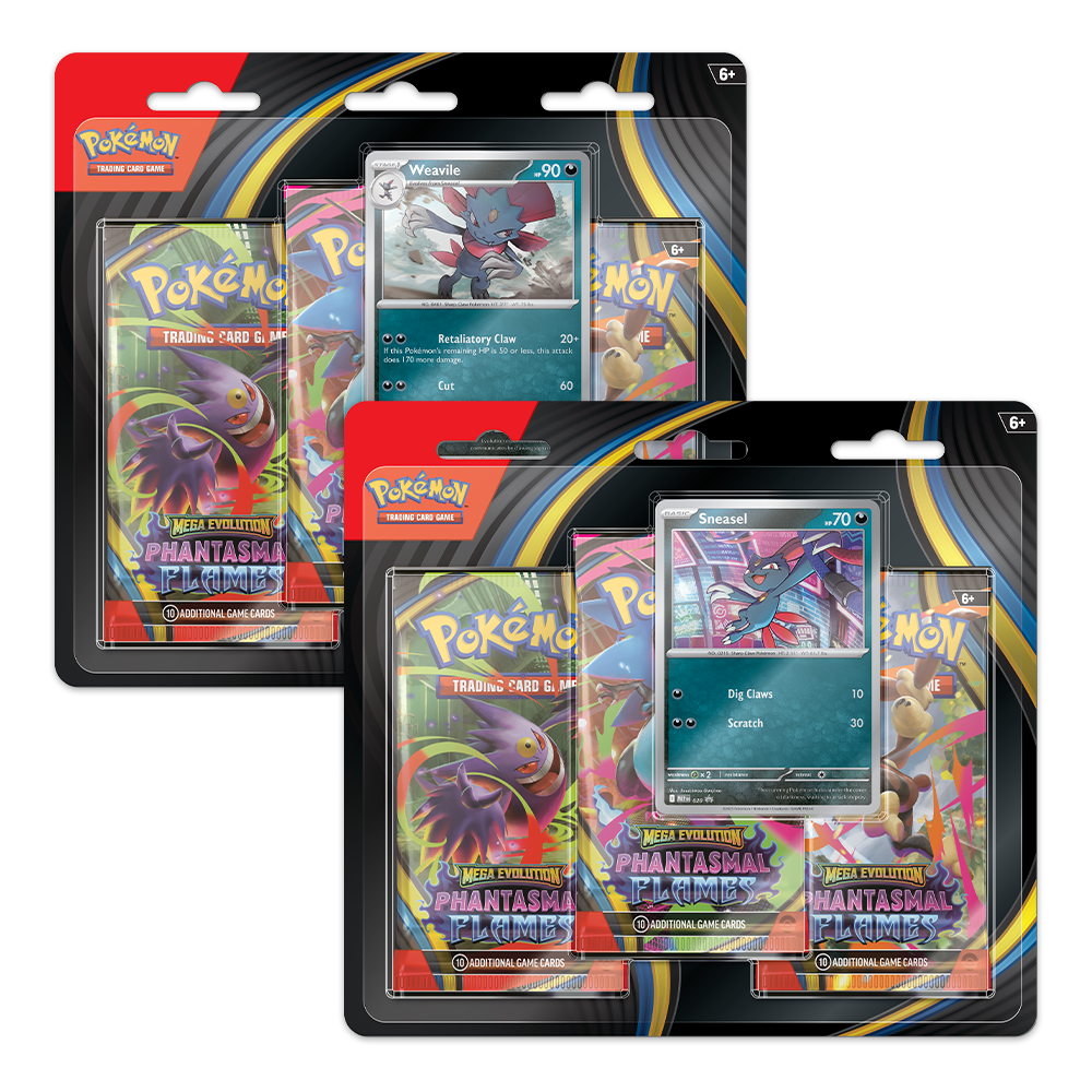 Pokémon TCG: Mega Evolution – Phantasmal Flames 3-Pack Blister Bundle – Sneasel & Weavile