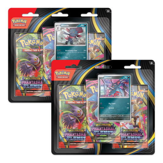 Pokémon TCG: Mega Evolution – Phantasmal Flames 3-Pack Blister Bundle – Sneasel & Weavile