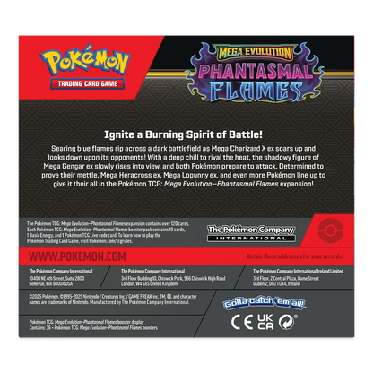 Pokémon TCG: Mega Evolution – Phantasmal Flames Booster Box Display Back