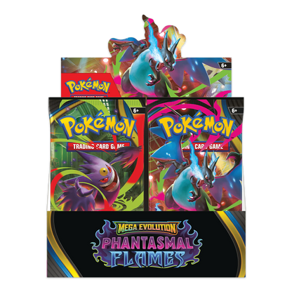 Pokémon TCG: Mega Evolution – Phantasmal Flames Booster Box Display Front