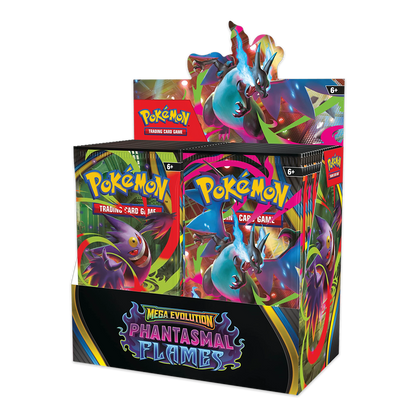 Pokémon TCG: Mega Evolution – Phantasmal Flames Booster Box Display Side