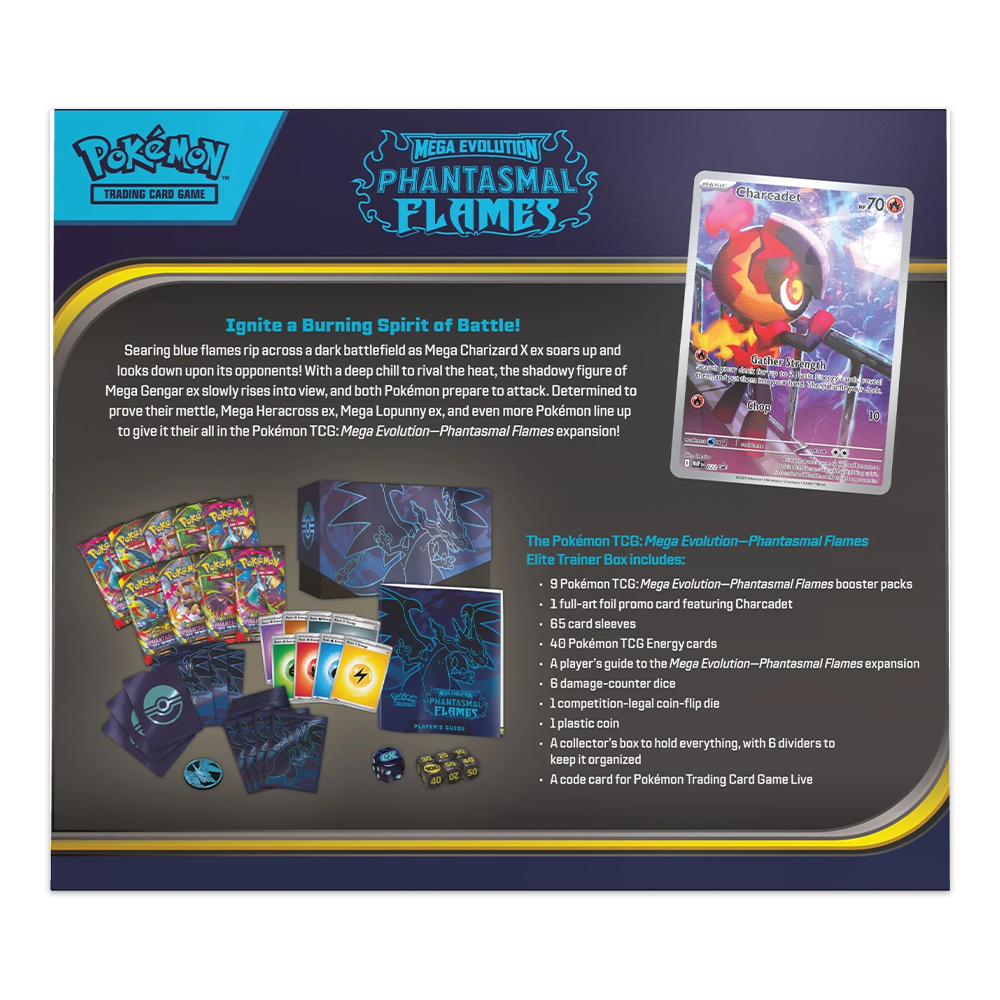 Pokémon TCG: Mega Evolution – Phantasmal Flames Elite Trainer Box Back