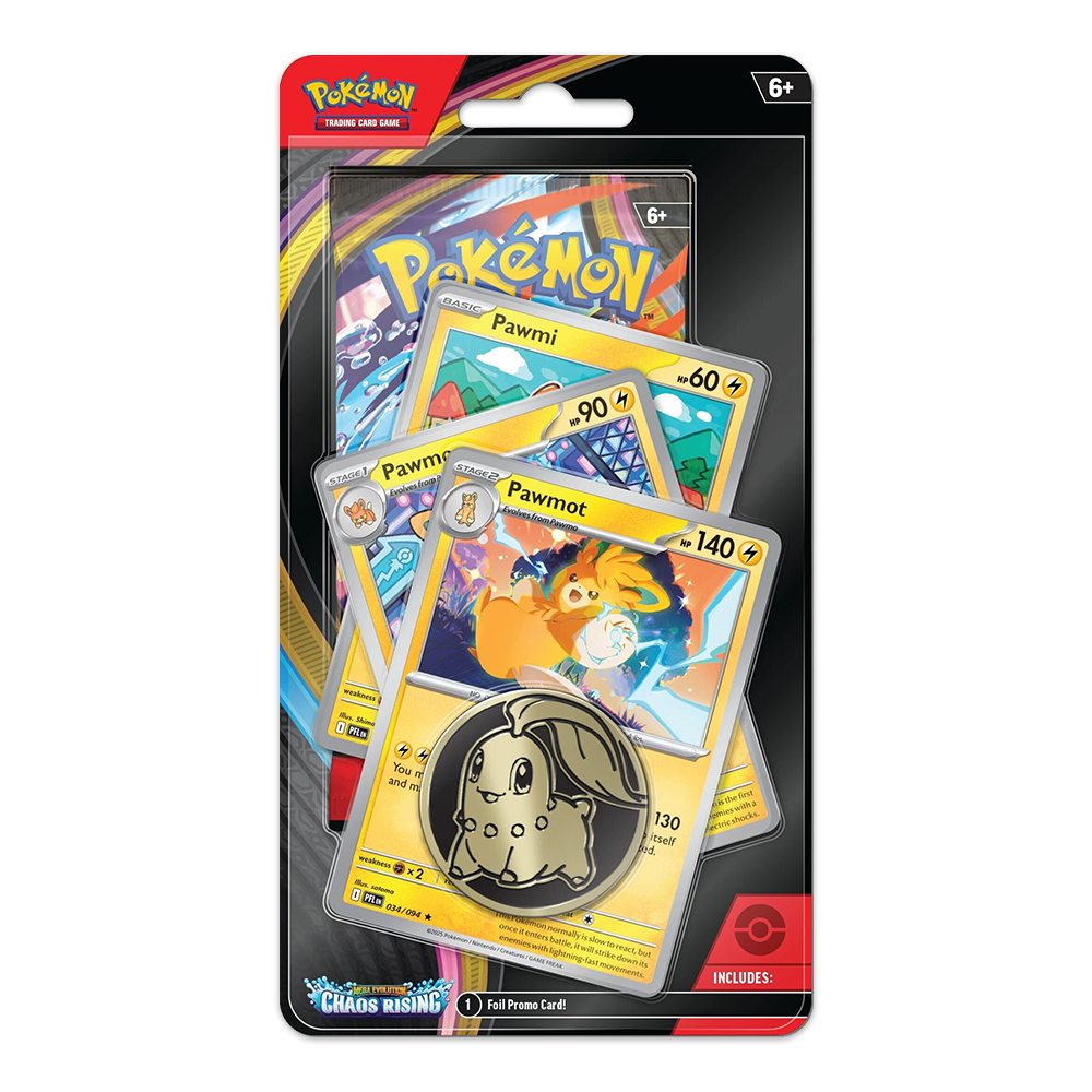 Pokémon TCG: Mega Evolution – Chaos Rising Premium Checklane Blister Display – Pawmot