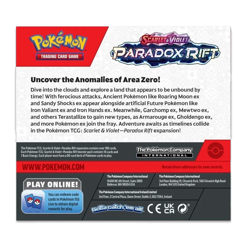 Pokémon TCG: Scarlet & Violet – Paradox Rift Booster Box Display Back