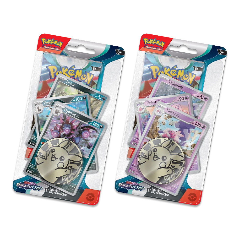 Pokémon TCG: Scarlet & Violet – Paradox Rift Premium Checklane Blister Display Bundle - Hydreigon and Tinktaton