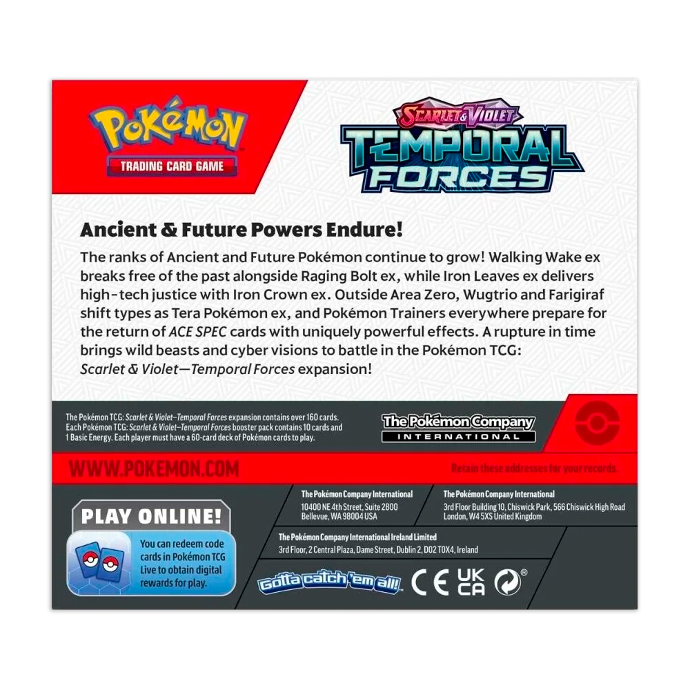 Pokémon TCG: Scarlet & Violet – Temporal Forces Booster Box Display Back