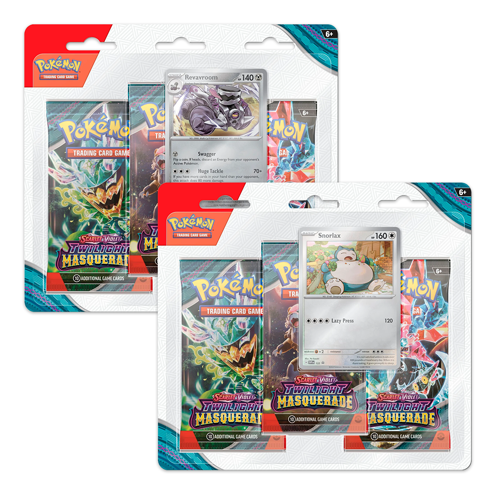 Pokémon TCG: Scarlet & Violet – Twilight Masquerade 3-Pack Booster Display Bundle – Snorlax & Revaroom