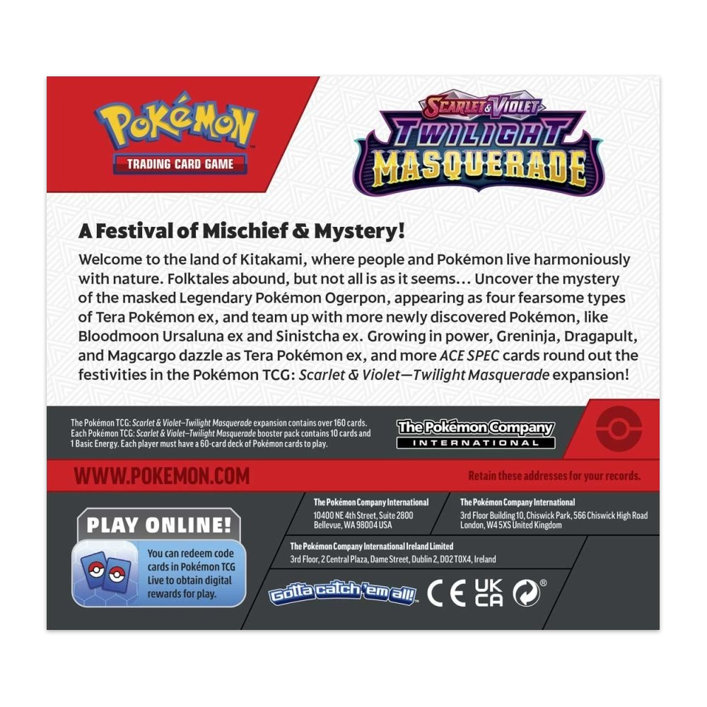 Pokémon TCG: Scarlet & Violet – Twilight Masquerade Booster Box Display Back