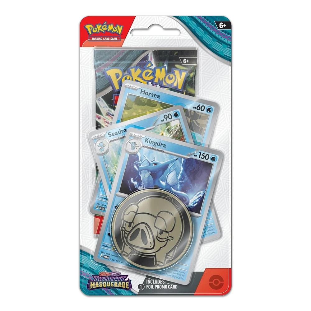 Pokémon TCG: Scarlet & Violet – Twilight Masquerade Premium Checklane Blister Display – Kingdra