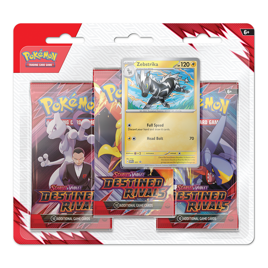 Pokémon TCG: Scarlet & Violet – Destined Rivals 3-Pack Blister – Zebstrika